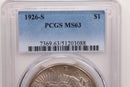 1926-S Peace Silver Dollar., PCGS MS-63., Store Sale