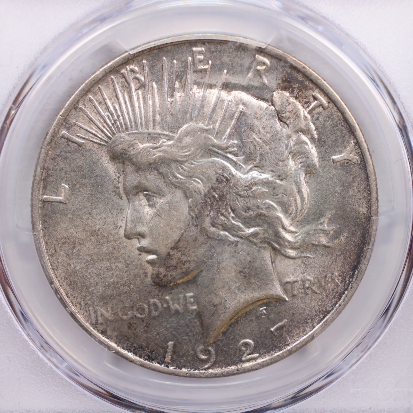 1927-D Peace Silver Dollar., PCGS AU-58., Store Sale # GDR060