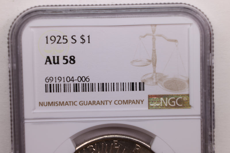 1925-S Peace Silver Dollar., PCGS AU-58., Store Sale