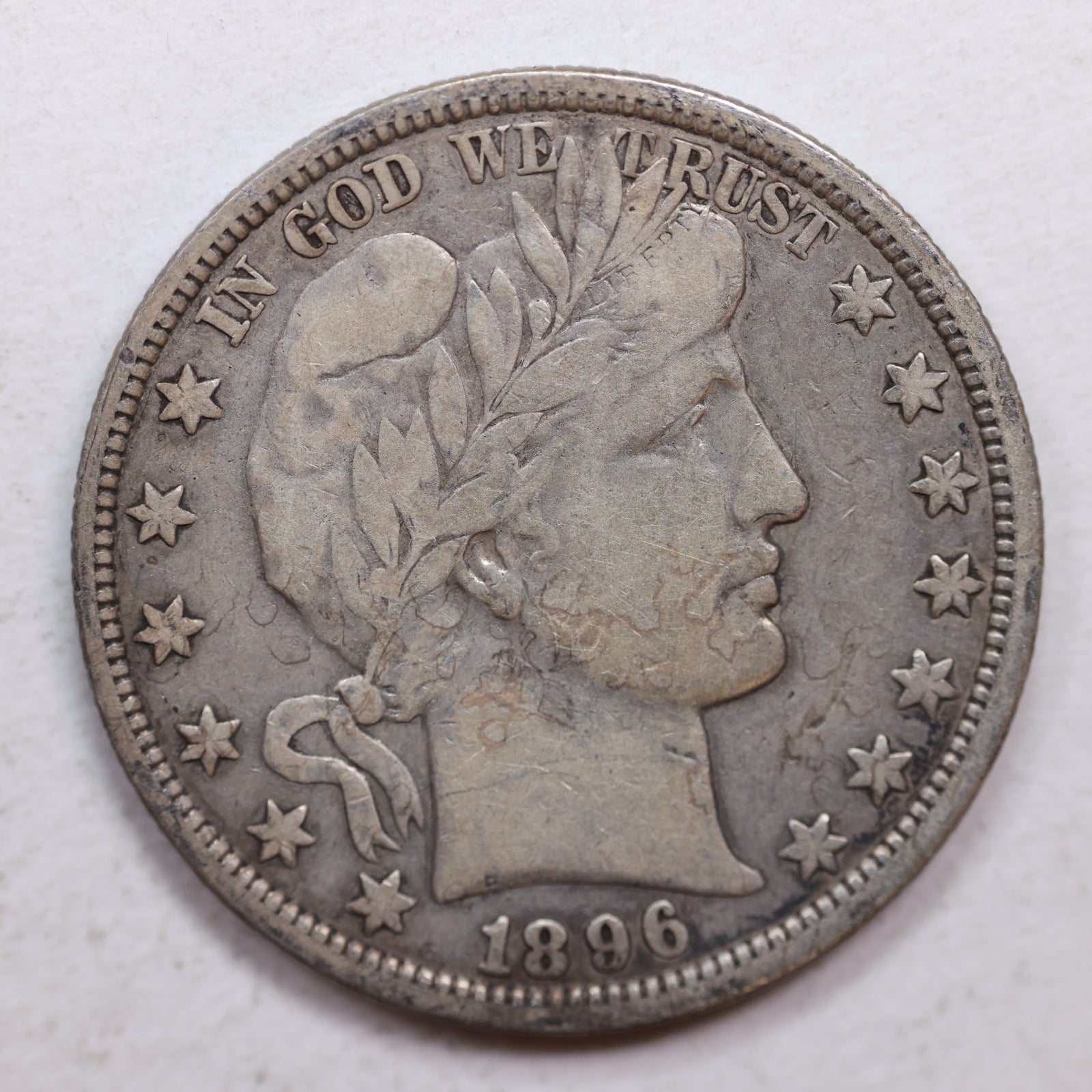 1896-O Barber Silver Half Dollar, Fine Plus Circulated Coin, Store SALE #HR1059.