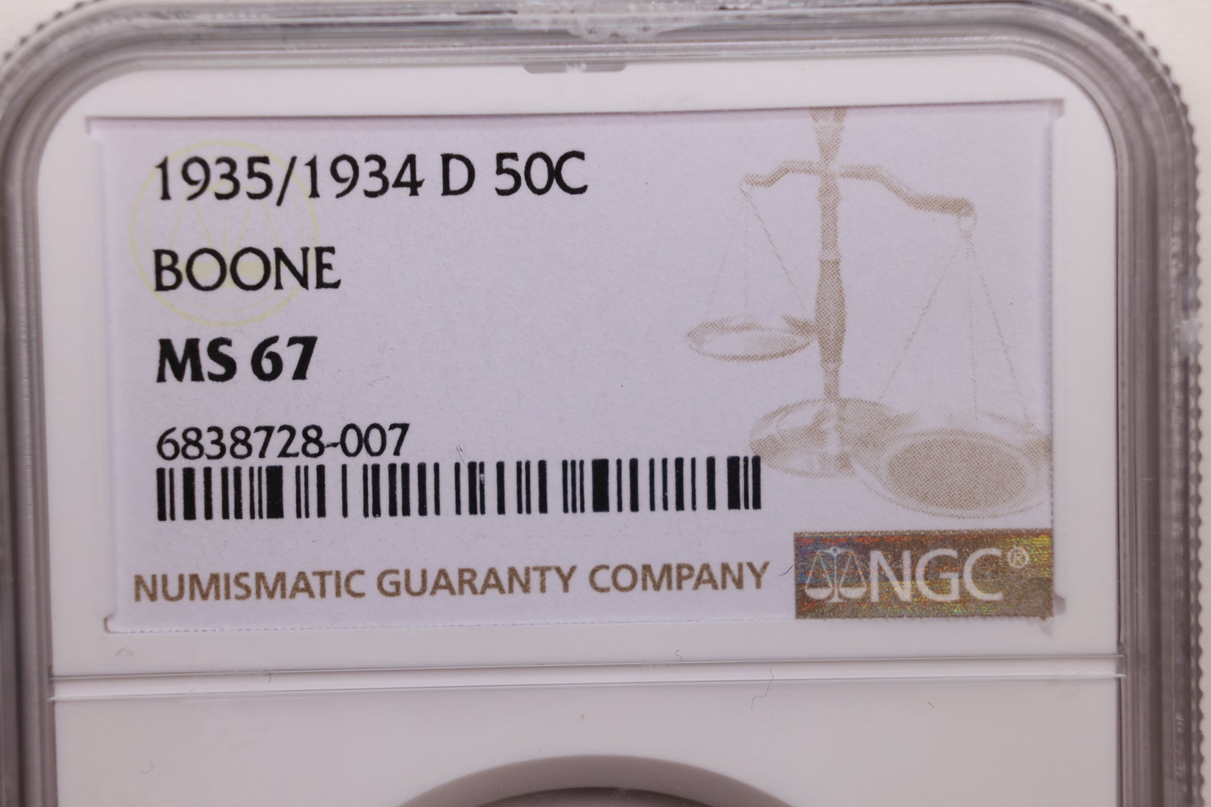 1935-D Boone Silver Commemorative., NGC MS-67., Store #GEC005