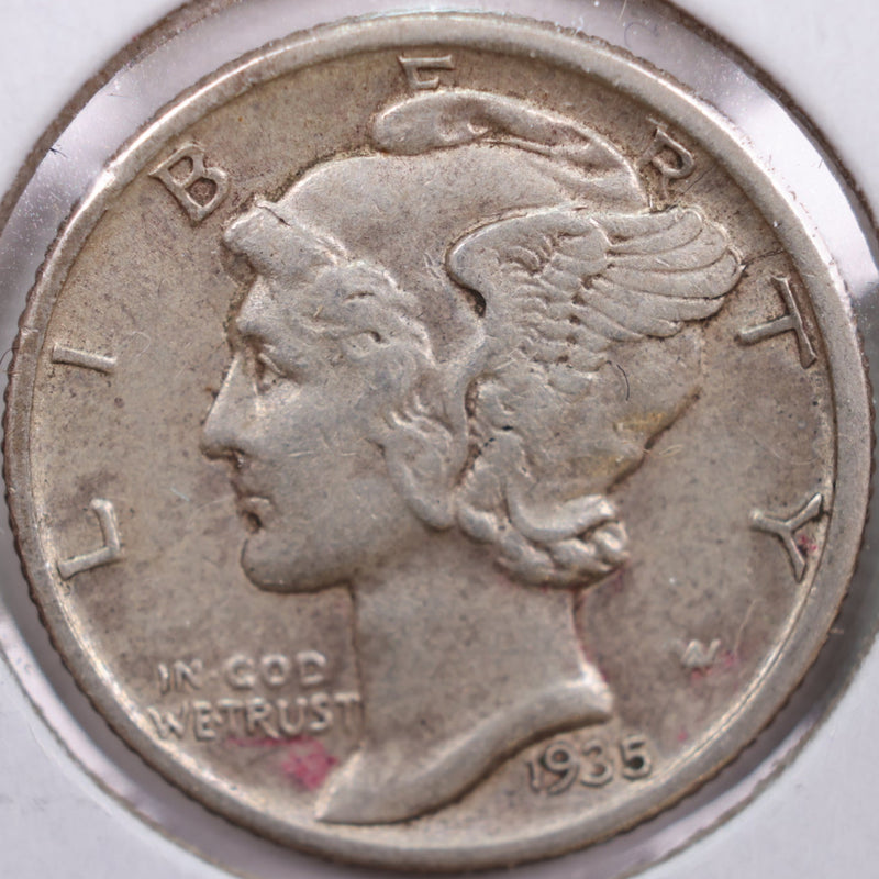 1935 Mercury Silver Dime, Extra Fine Circulated Coin, Store