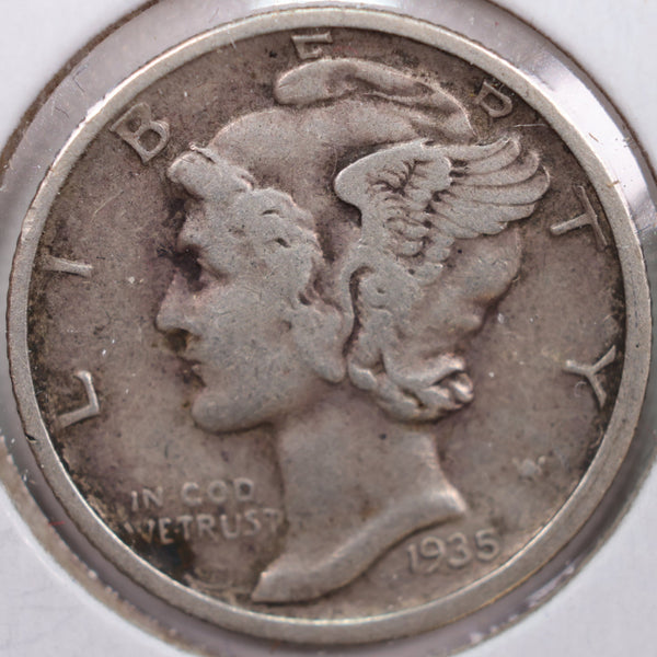 1935 Mercury Silver Dime, Extra Fine Circulated Coin, Store #DE0109