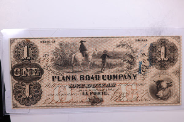 1857 $1., La Porte, Indiana., Obsolete Currency. Nice Note. #06192