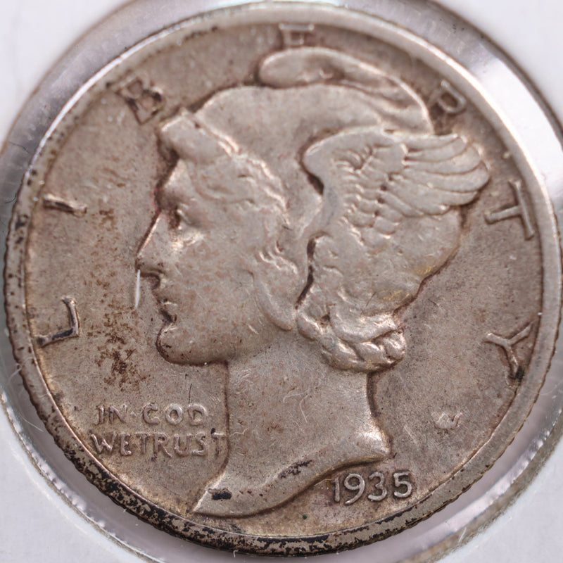 1935-S Mercury Silver Dime, Extra Fine Circulated Coin, Store