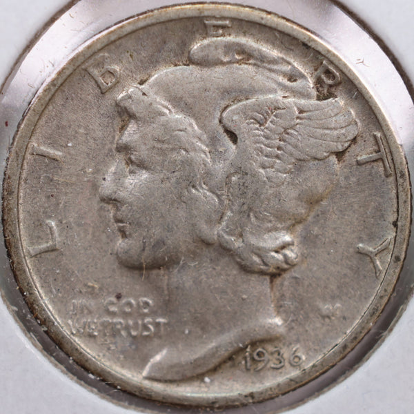 1936 Mercury Silver Dime, Extra Fine Circulated Coin, Store #DE0119