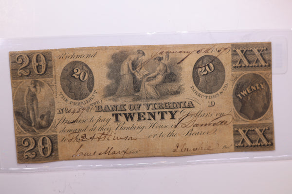 1854 $20., Richmond Virginia. Affordable Collectible Currency, Store #06202