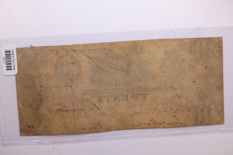 1854 $20., Richmond Virginia. Affordable Collectible Currency, Store