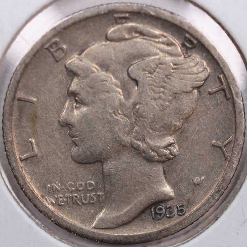 1935-S Mercury Silver Dime, Very Fine+ Circulated Coin, Store