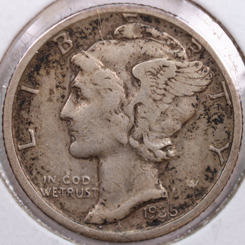 1935-S Mercury Silver Dime, Extra Fine Circulated Coin, Store