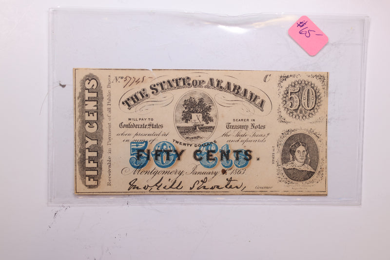 1870 50 Cents, Raleigh, N.C. Affordable Collectible Currency, Store