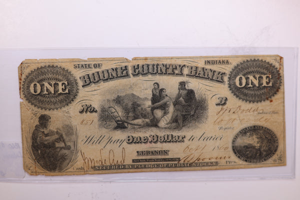 1860 $1, BOONE COUNTY BANK., Affordable Collectible Currency, Store #06213