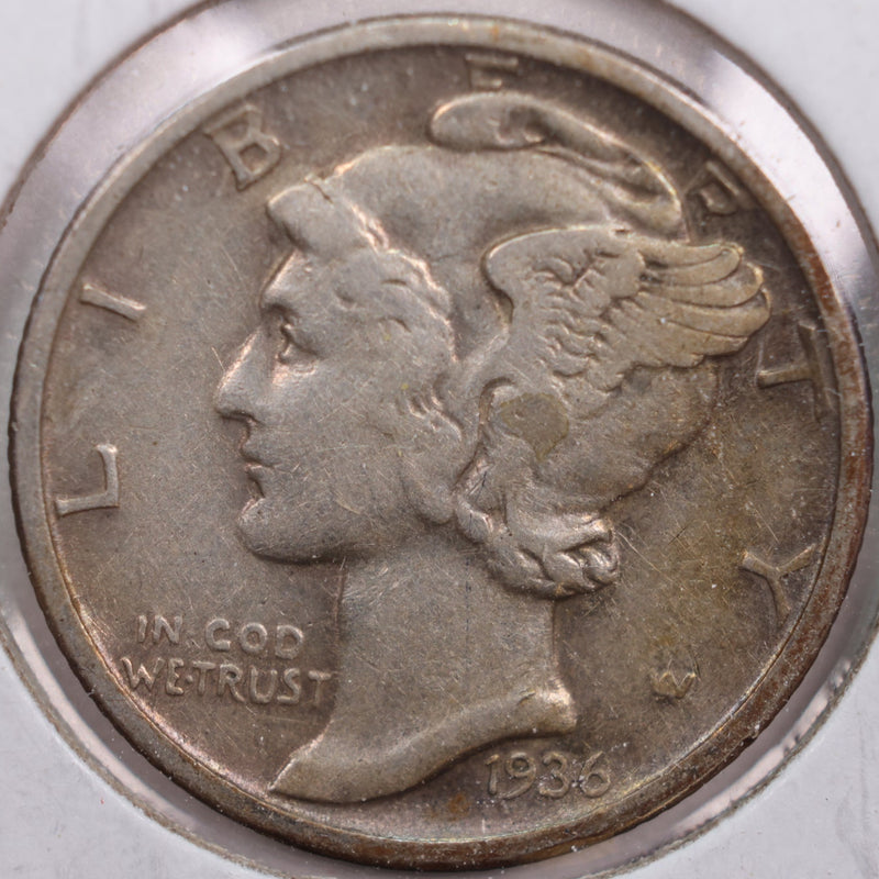 1936-S Mercury Silver Dime, Very Fine+ Circulated Coin, Store