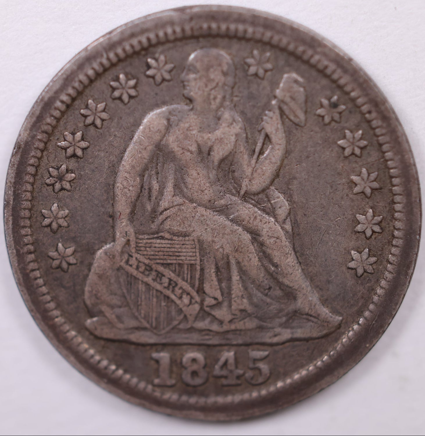 1845 Seated Liberty Dime, Extra Fine Circulated Coin, Store #DE0806