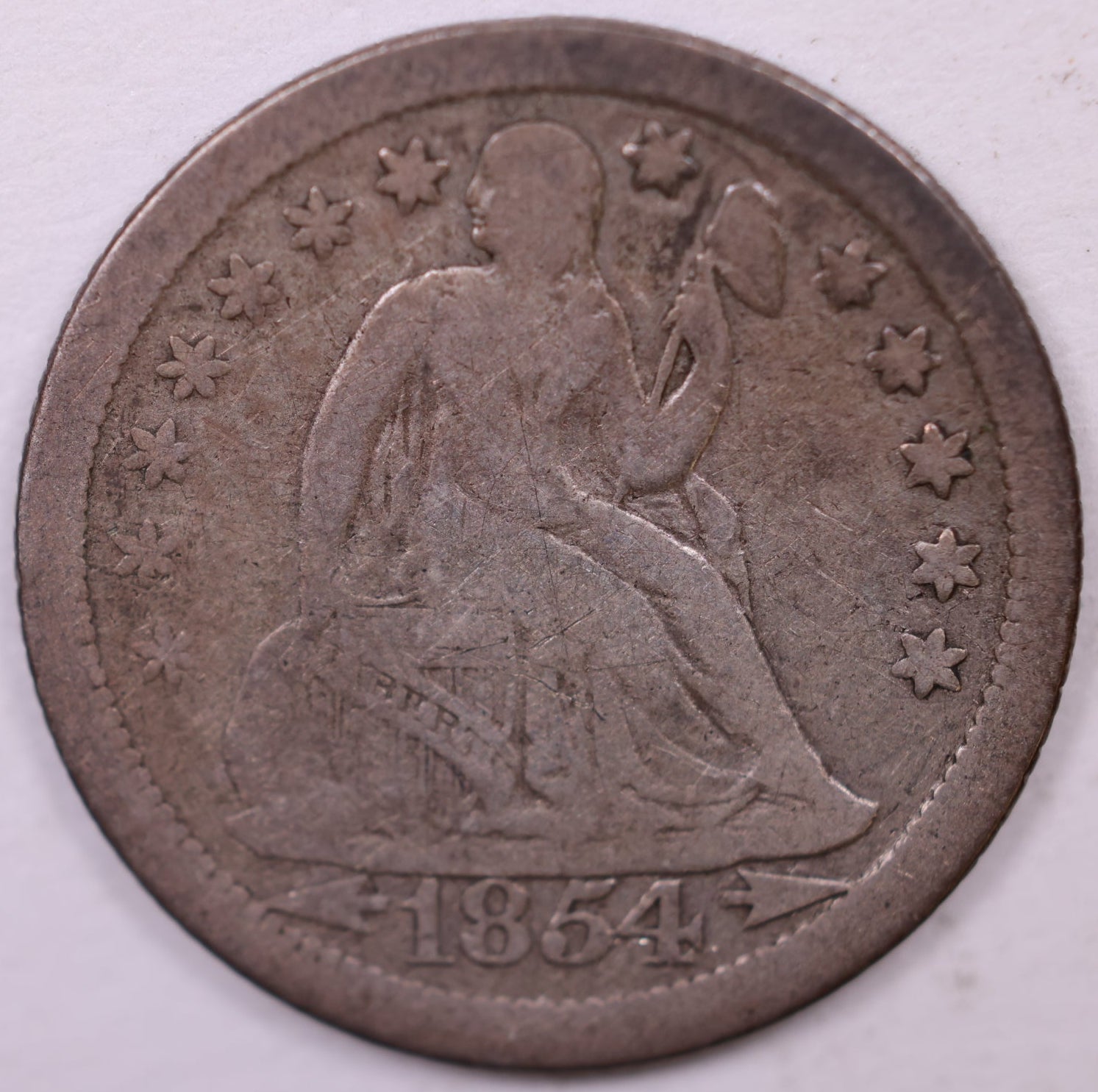1854 O Seated Liberty Dime w/ Arrows, Extra Fine Circulated Coin, Store #DE0807