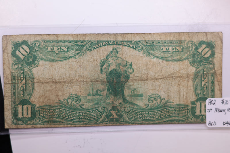 1902 $10., St ALBANS, Vermont., National Currency. Store