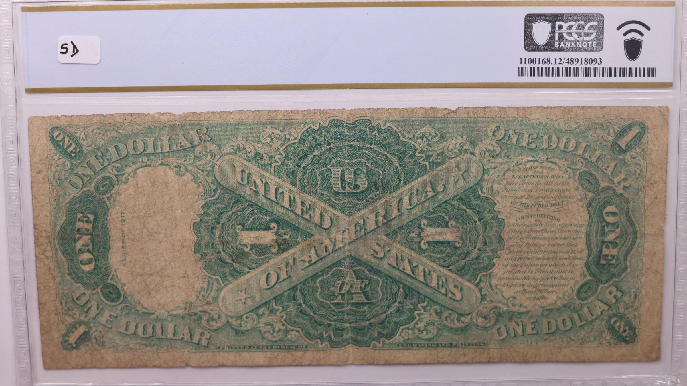 1917 $1., Legal Tender Note., PCGS F-12., Store Sale #GLT031
