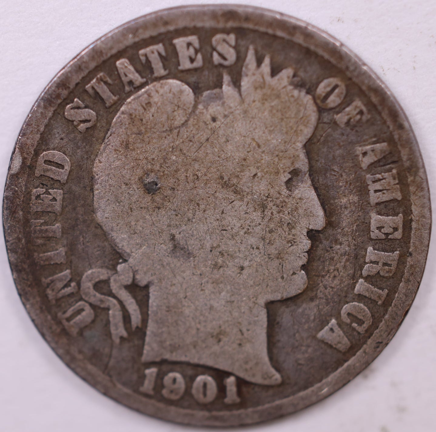 1901 Barber Dime, Good Circulated Coin, Store #DE0808