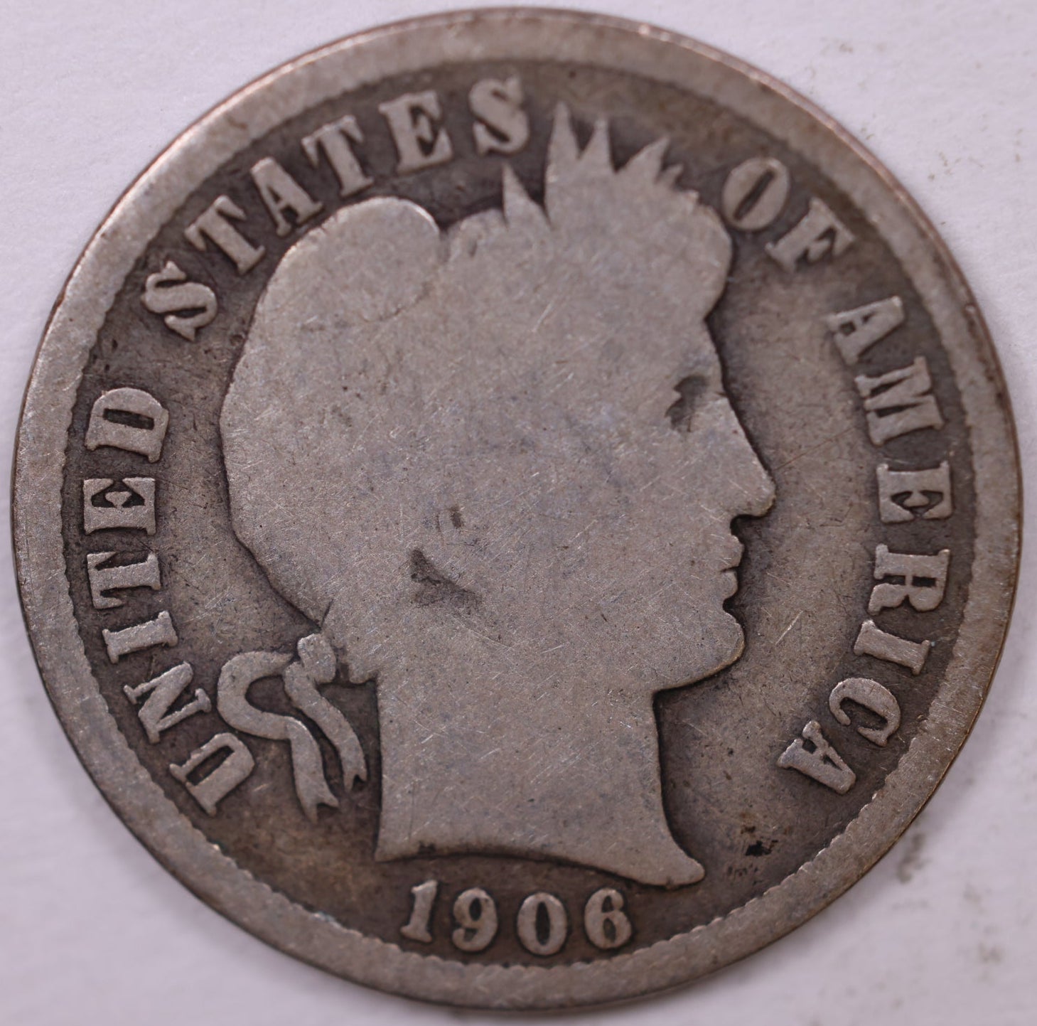 1906 Barber Dime, Good Circulated Coin, Store #DE0809