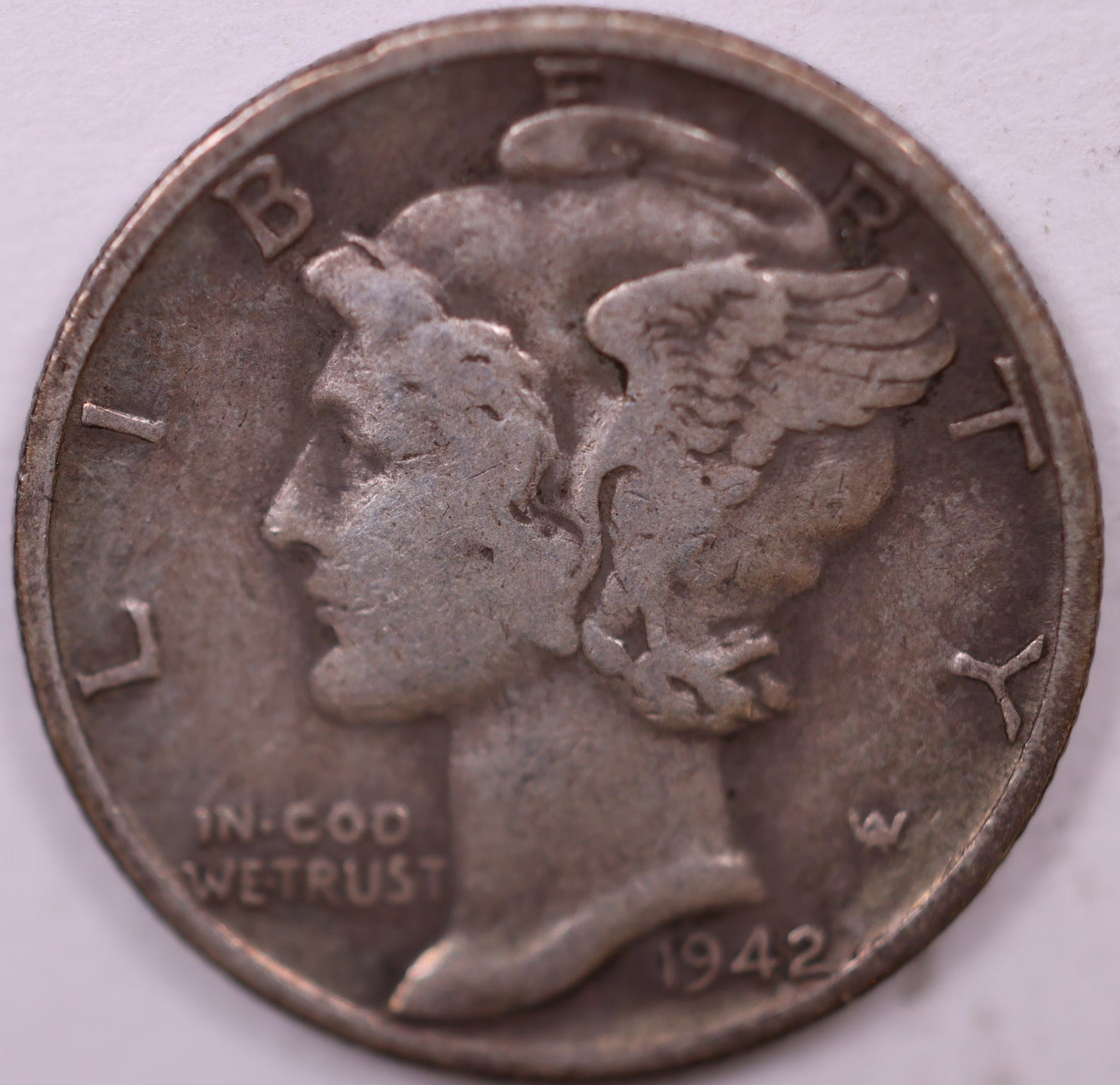 1942/1-D Over Date Mercury Dime, Very Fine Circulated Coin, Store #DE0811