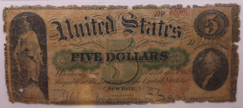 1862 $5., U.S. Legal Tender Note, PCGS VG-8., Store Sale