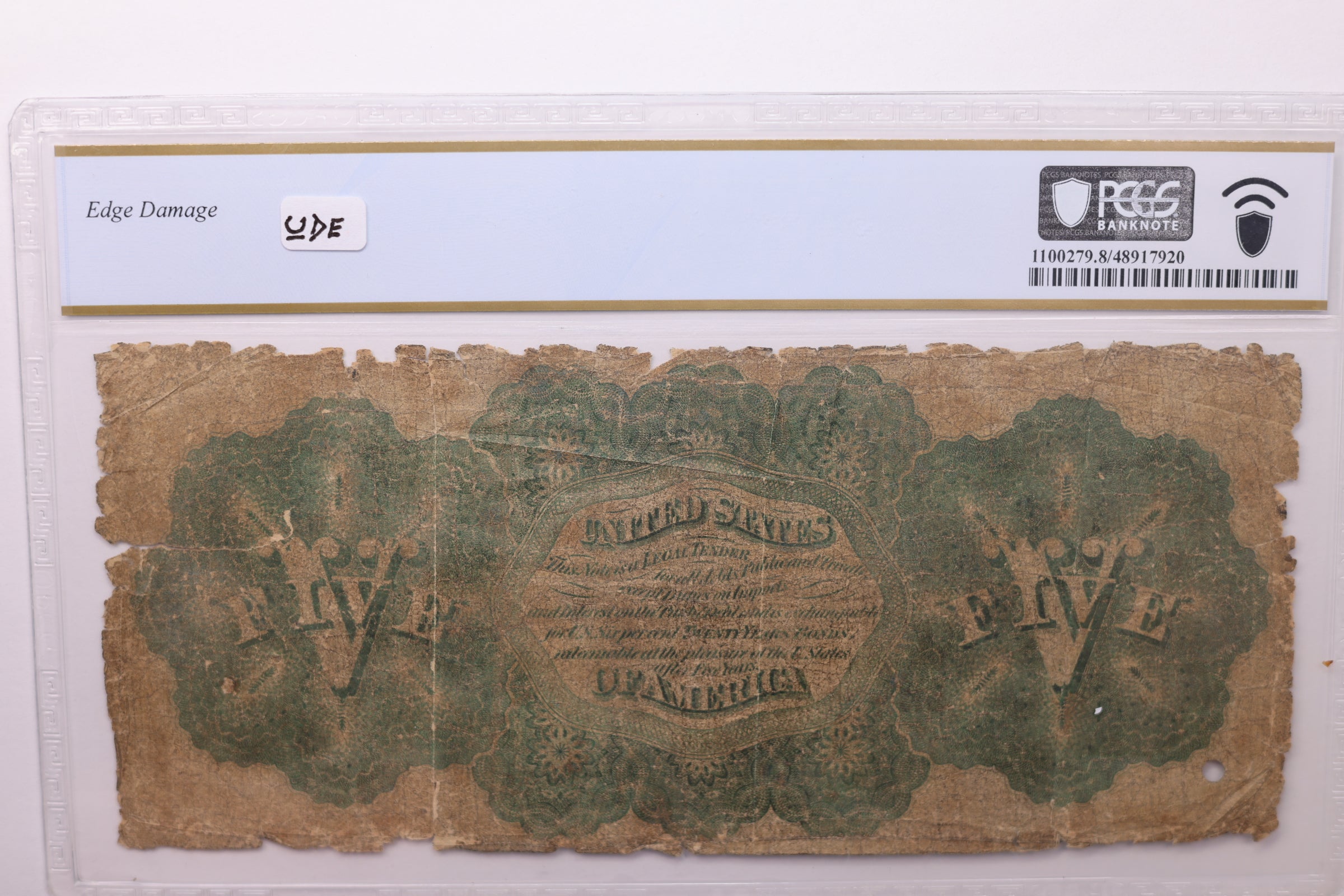 1862 $5., U.S. Legal Tender Note, PCGS VG-8., Store Sale #GLT027