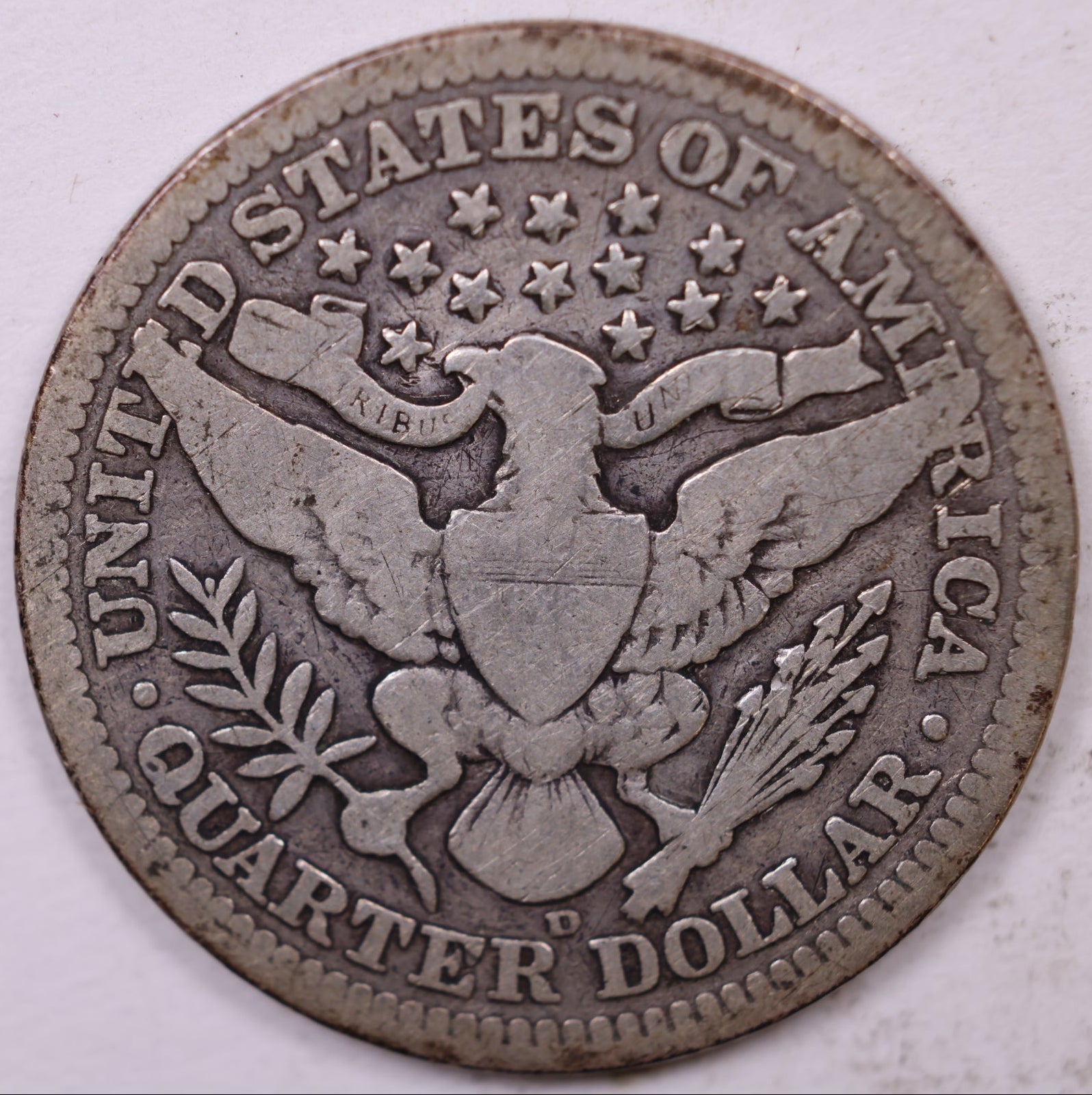 1908 D Barber Quarter, Very Good Circulated Coin, Store #QR1130