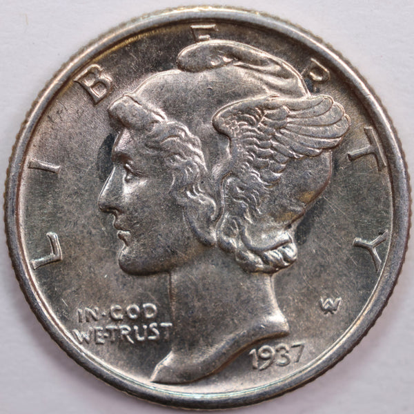 1937-S Mercury Silver Dime, Abt Uncirculated Coin, Store #DE0154