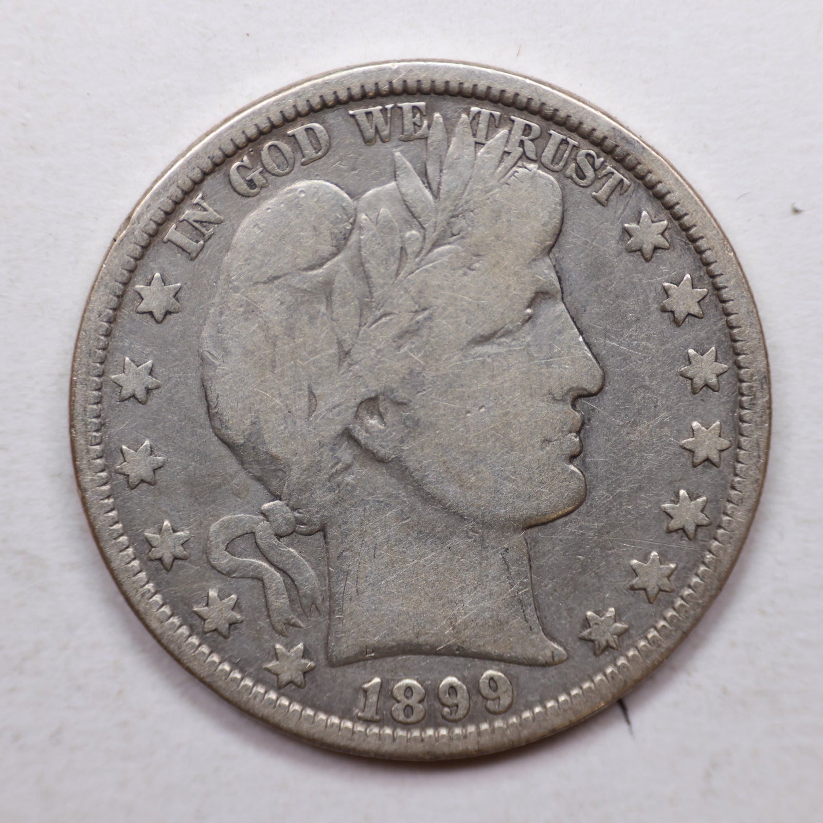 1899-O Barber Silver Half Dollar, Fine Circulated Coin, Store #HR1070.