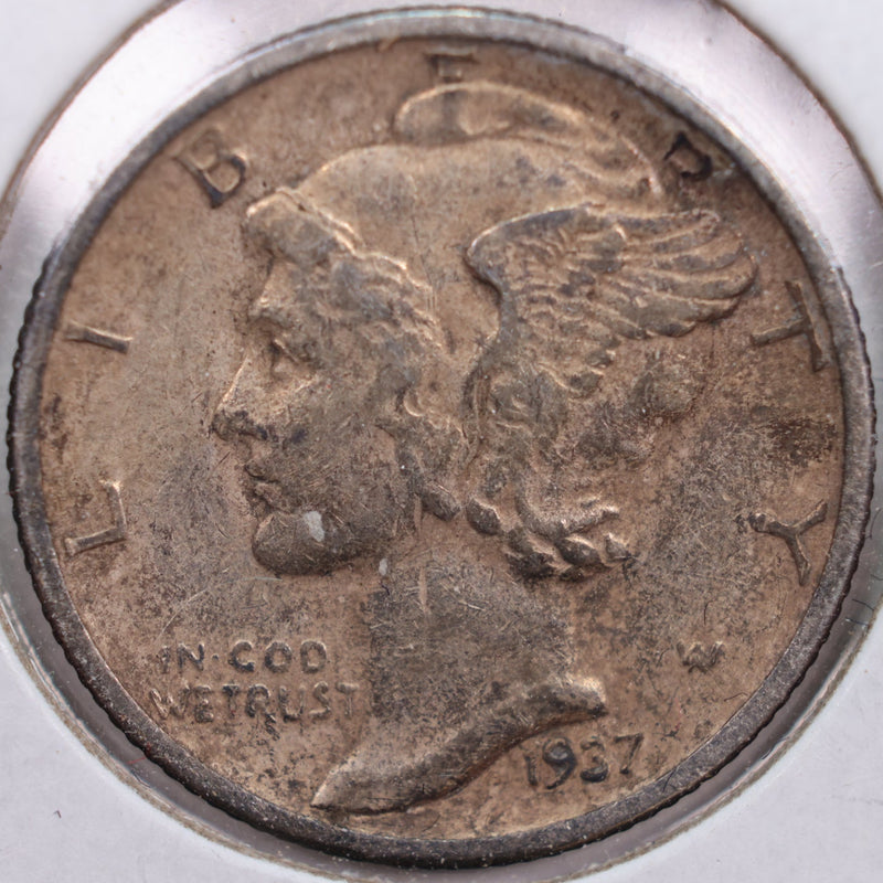 1937-S Mercury Silver Dime, Very Fine Circulated Coin, Store