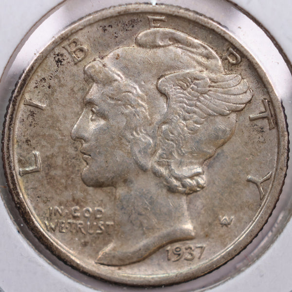 1937-S Mercury Silver Dime, Very Fine Circulated Coin, Store #DE0156