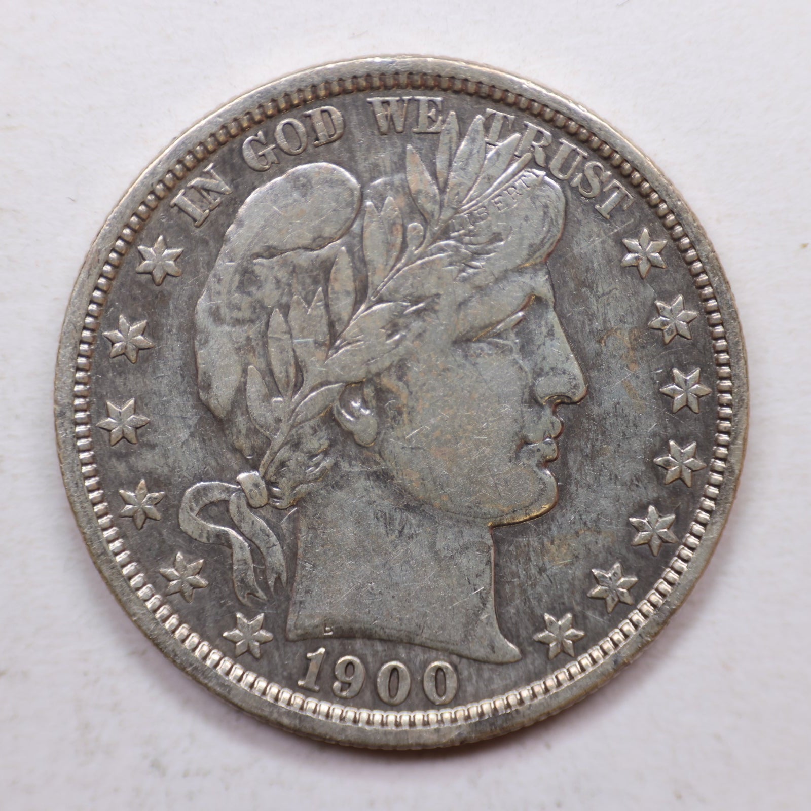 1900-O Barber Silver Half Dollar, Very Fine Plus Circulated Coin, Store SALE #HR1072.