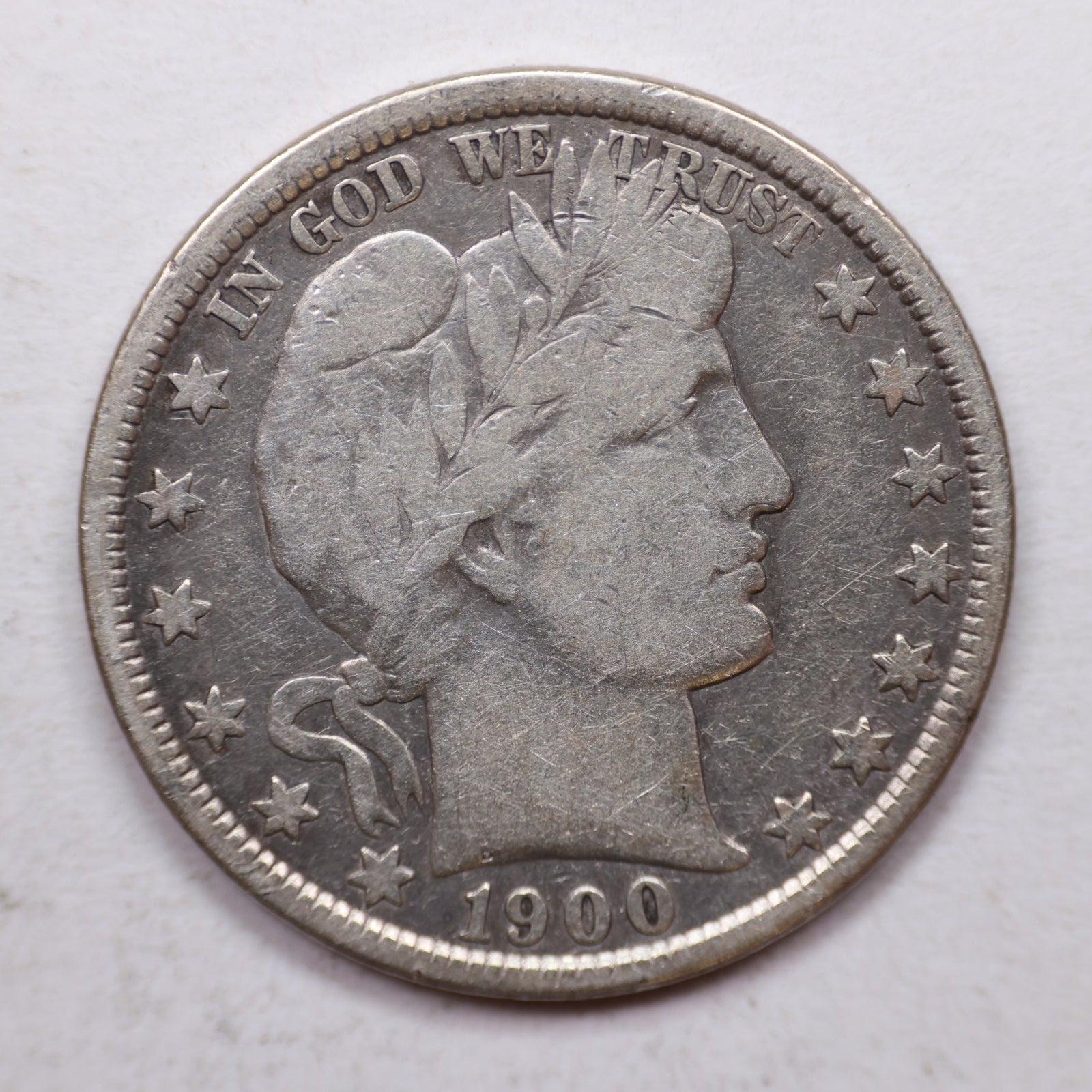 1900 Barber Silver Half Dollar, Fine Circulated Coin, Store #HR1073.
