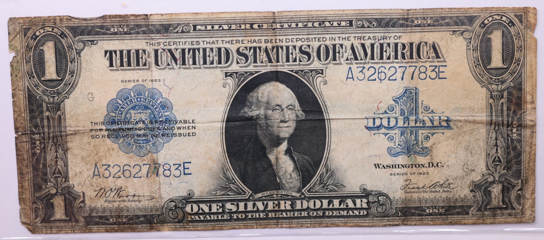 1923 $1., Silver Certificate., "Horse Blanket"., Circulated., Store Sale #1517
