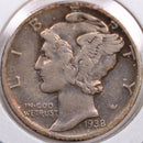 1938 Mercury Silver Dime, Very Fine Circulated Coin, Store