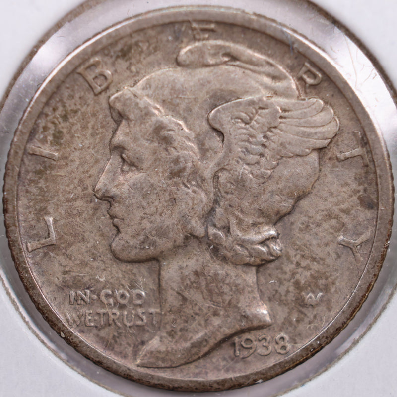 1938 Mercury Silver Dime, Very Fine Circulated Coin, Store