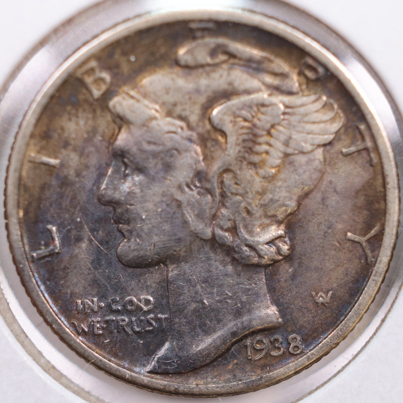 1938 Mercury Silver Dime, Extra Fine Circulated Coin, Store