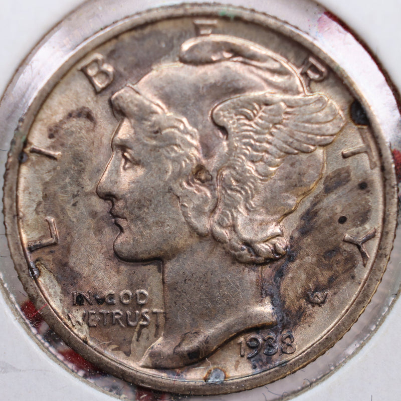 1938-D Mercury Silver Dime, Mint State Uncirculated Coin, Store