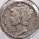 1938-D Mercury Silver Dime, Fine Circulated Coin, Store