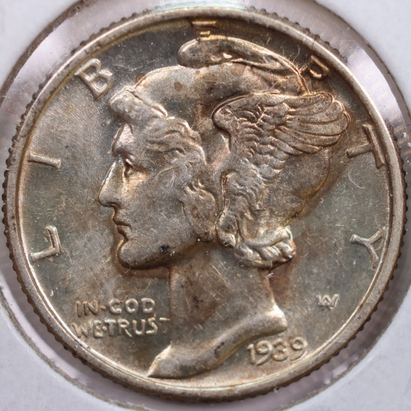 1939 Mercury Silver Dime, Mint State Uncirculated Coin, Store