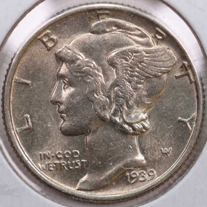1939 Mercury Silver Dime, Mint State Uncirculated Coin, Store