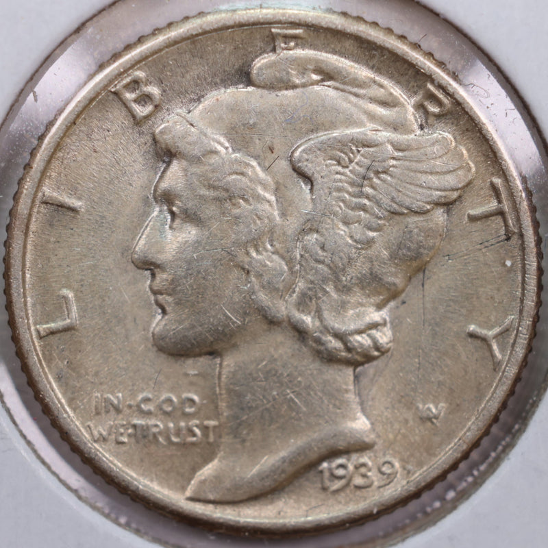 1939 Mercury Silver Dime, Mint State Uncirculated Coin, Store