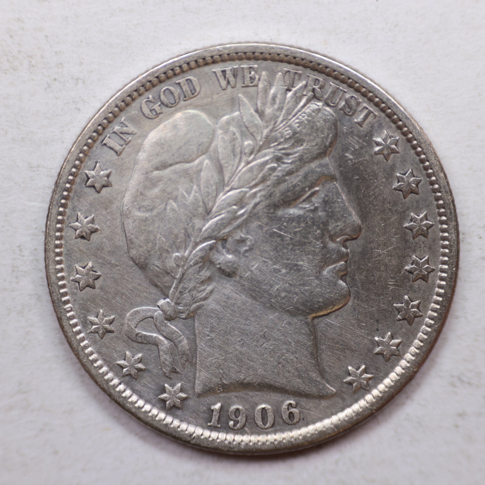 1906-S Barber Silver Half Dollar, About Uncirculated Details Coin, Store SALE #HR1092.