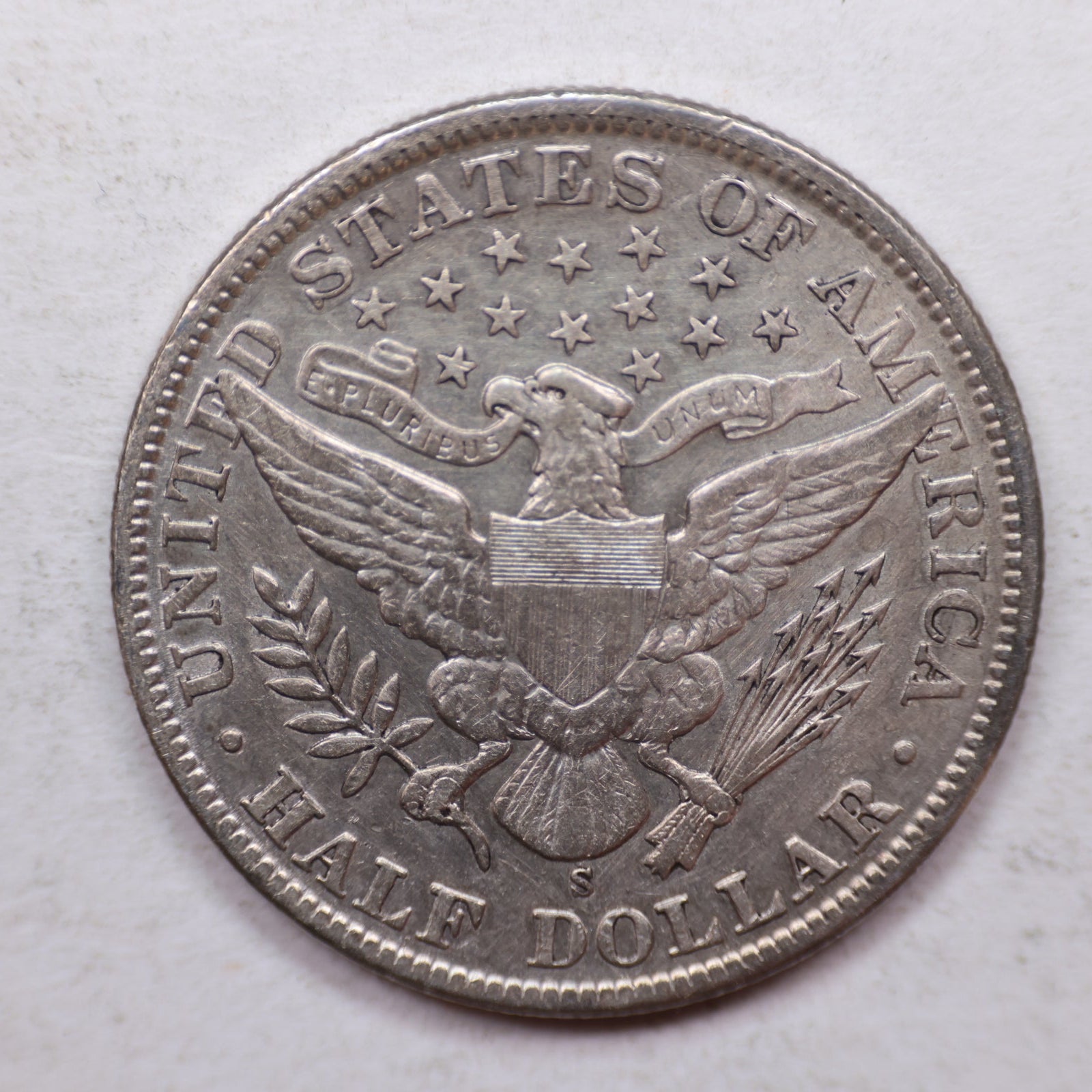1906-S Barber Silver Half Dollar, About Uncirculated Details Coin, Store SALE #HR1092.
