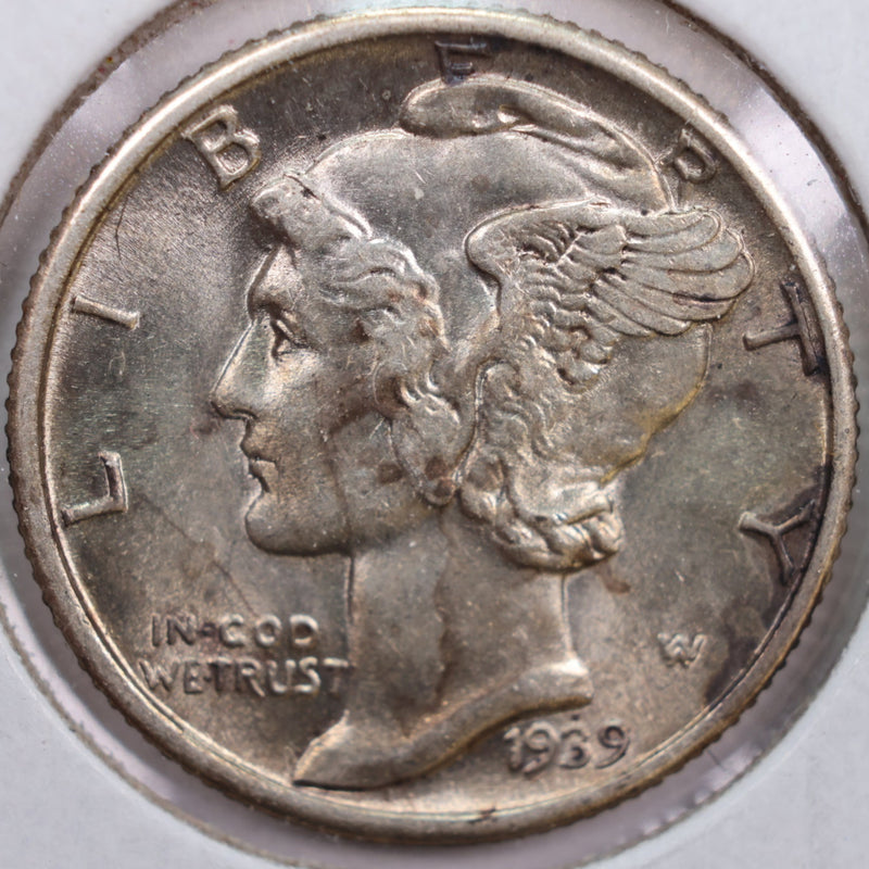 1939 Mercury Silver Dime, Mint State Uncirculated Coin, Store