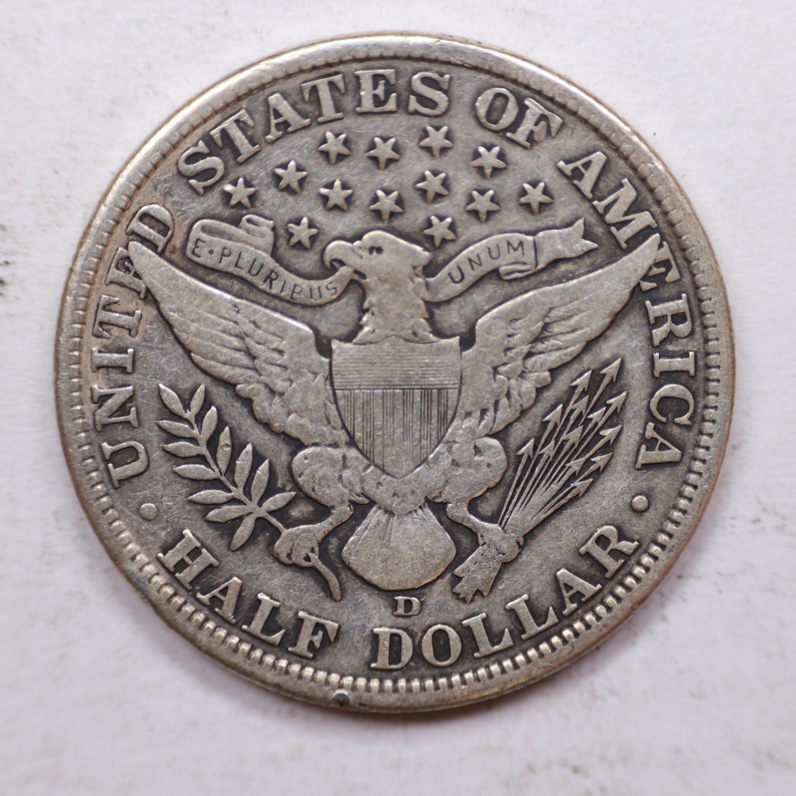 1907-D Barber Silver Half Dollar, Very Fine Circulated Coin, Store SALE #HR1094.