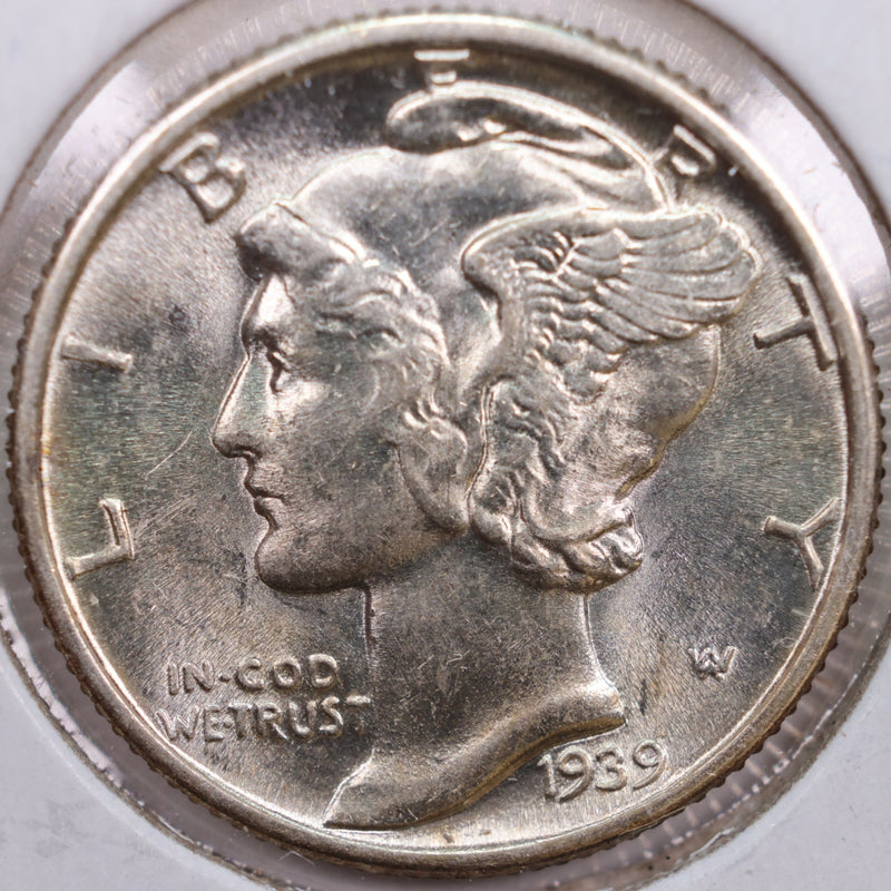 1939 Mercury Silver Dime, Mint State Uncirculated Coin, Store