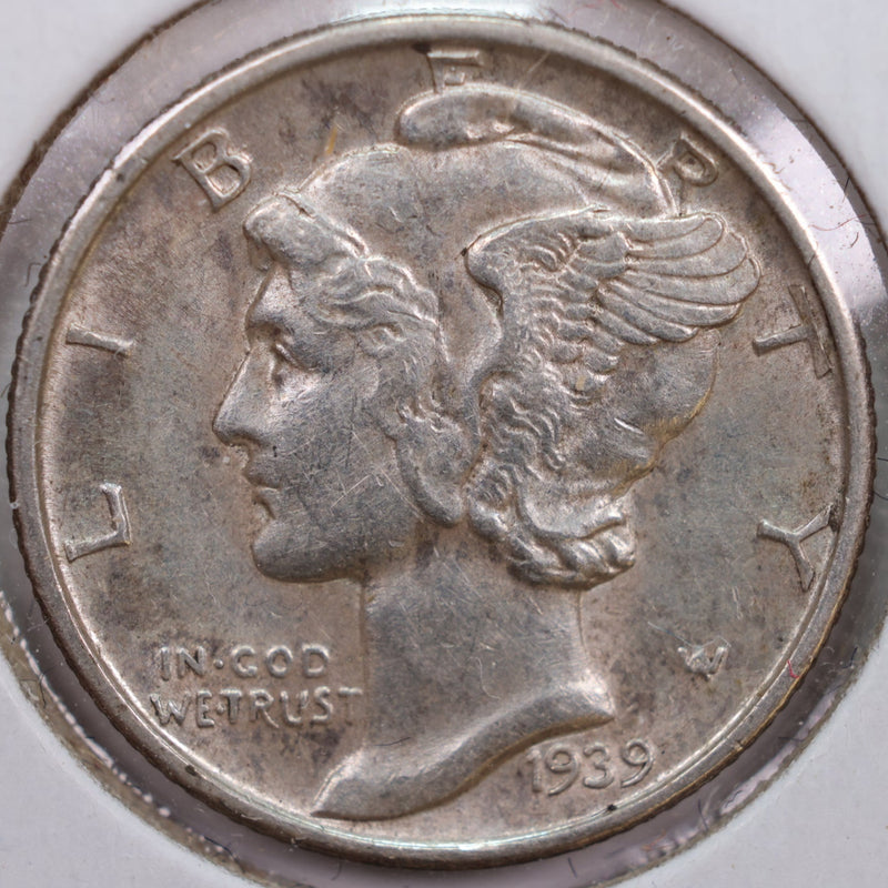 1939-D Mercury Silver Dime, Abt Uncirculated+ Coin, Store