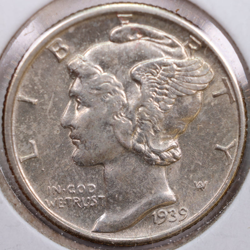 1939-D Mercury Silver Dime, Abt Uncirculated Coin, Store