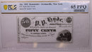 1852 50 Cent., P.P. HYDE.,  Jordanville, N.Y., PCGS CU-65, PPQ., Store Sale